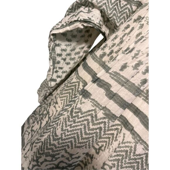 Free People green and cream floral babydoll long sleeve dress - M - Picture 7 of 8